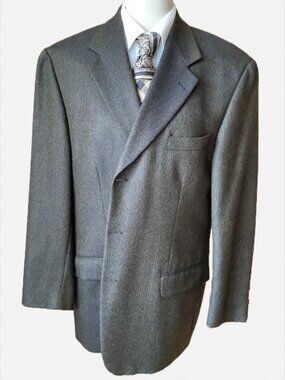 LINEAGE Black Gold Wool Blazer Sport Coat Single Breasted Jacket 42R Men's